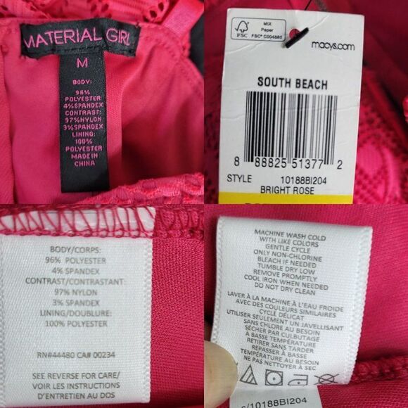 Material Girl Dress Sweetheart Bustier Netted Cutout Mini Fit & Flare Pink M - Picture 4 of 15